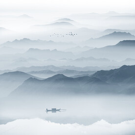 中式水墨山水画背景墙