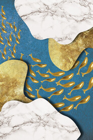 装饰画 抽象画 金鱼