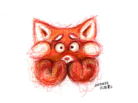 矢量插画线条小熊猫