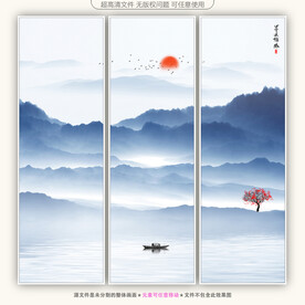 水墨山水背景墙图