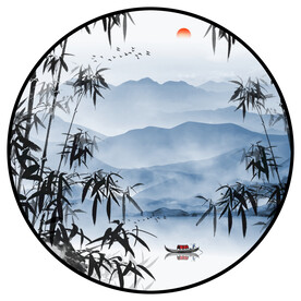 水墨竹子山水装饰画