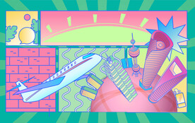 陆家嘴飞机色块艺术插画