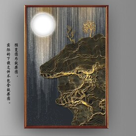 抽象金色山水风景玄关装饰画