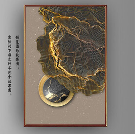 抽象金色山水风景玄关装饰画