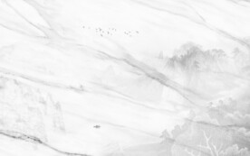 雅士白水墨山水电视背景墙