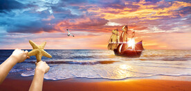 一帆风顺大海日出