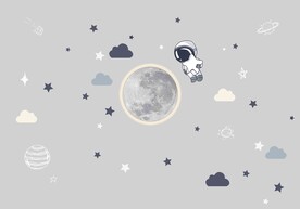 卡通星球太空儿童房背景壁画