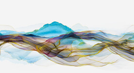 装饰画 弧线 新中式山水画