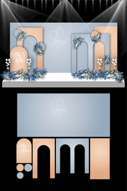 蓝色婚礼现场KT板