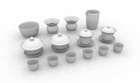 C4D茶具套装模型