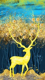 发财鹿玄关装饰画