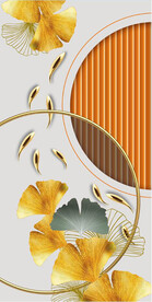 装饰画 杏叶 金鱼