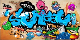 欧美风抽象街头涂鸦背景墙壁画