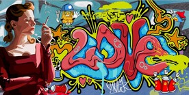 欧美风LOVE街头涂鸦背景墙