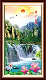 玄关竖幅山水风景画