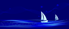 蓝背景乘风破浪梦想起航大海帆船