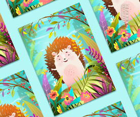 手绘刺猬卡通插画