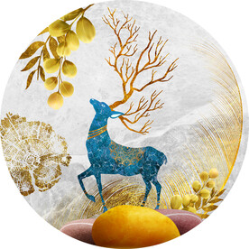 轻奢装饰画 麋鹿 石头