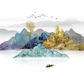 轻奢装饰画 新中式山水画