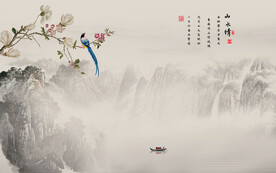 新中式花鸟画背景墙