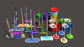 现代拖把水桶SU模型