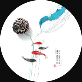 轻奢装饰画 荷叶莲心 金鱼