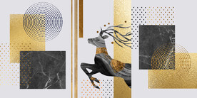 轻奢装饰画 几何抽象图 麋鹿