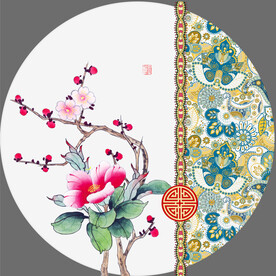 轻奢装饰画 花纹 红色梅花