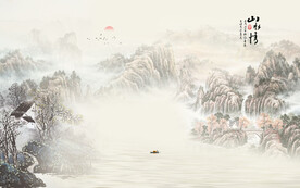 江山如画新中式背景墙