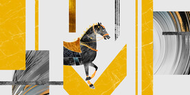 轻奢装饰画 马 大理石纹