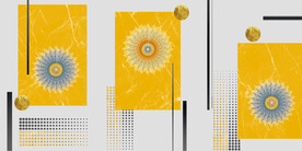 轻奢装饰画 菊花 大理石纹