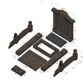 某墓碑SU模型分解尺寸图