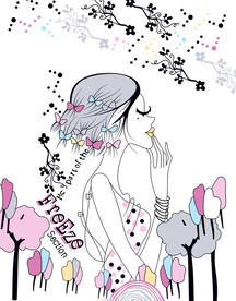 数码女人抽象花卉