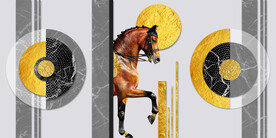 轻奢装饰画 马 大理石纹