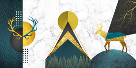 轻奢装饰画 大理石纹 麋鹿