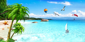 蓝天白云大海沙滩