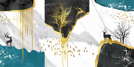 装饰画 麋鹿 大理石纹