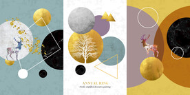 装饰画 麋鹿 几何图圆形