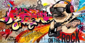 欧美风街头涂鸦餐饮酒吧背景墙