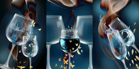 轻奢装饰画 梦幻弧线 红酒杯