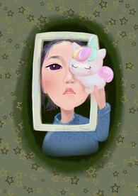 女孩与独角兽玩具