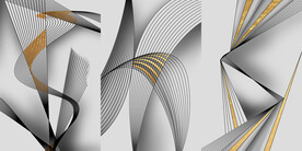 轻奢装饰画 抽象弧线 三联画