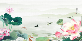 轻奢装饰画 荷花荷叶