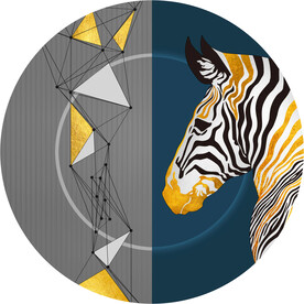 轻奢装饰画 圆形几何抽象 斑马