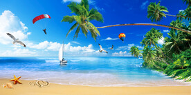 唯美蓝天白云大海风景