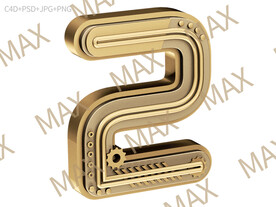 金色3D立体金属数字倒计时数字