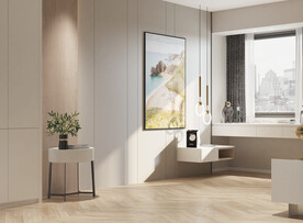 现代极简轻奢卧室空场景