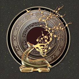 新中式水晶麋鹿玄关装饰画