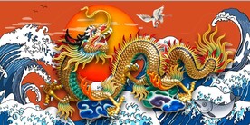 新中式大海金龙电视背景墙