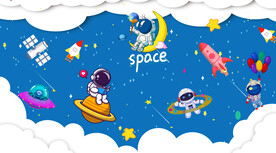 卡通星空宇航员背景墙
